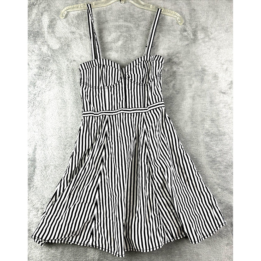 H & M Divided Mini Dress Size Small Back & White Striped Bodice Fit‎ & Flare